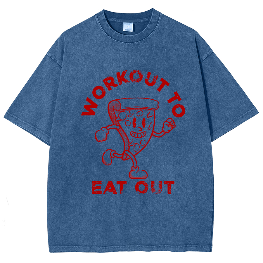 Workout To Eat Out Unisex Fit Washed T-Shirt-moweekender
