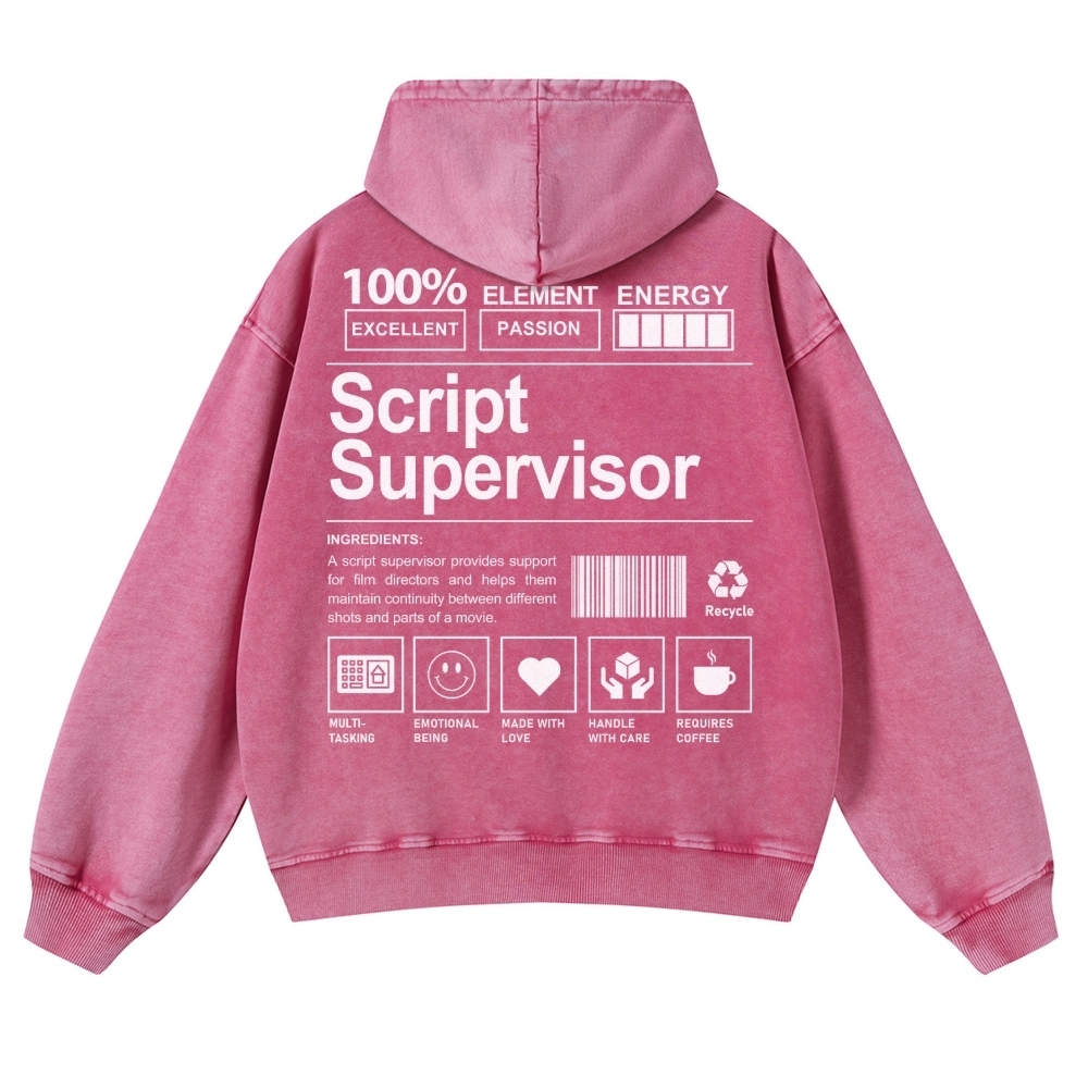Script Supervisor Printed Vintage Washed Hoodie-moweekender