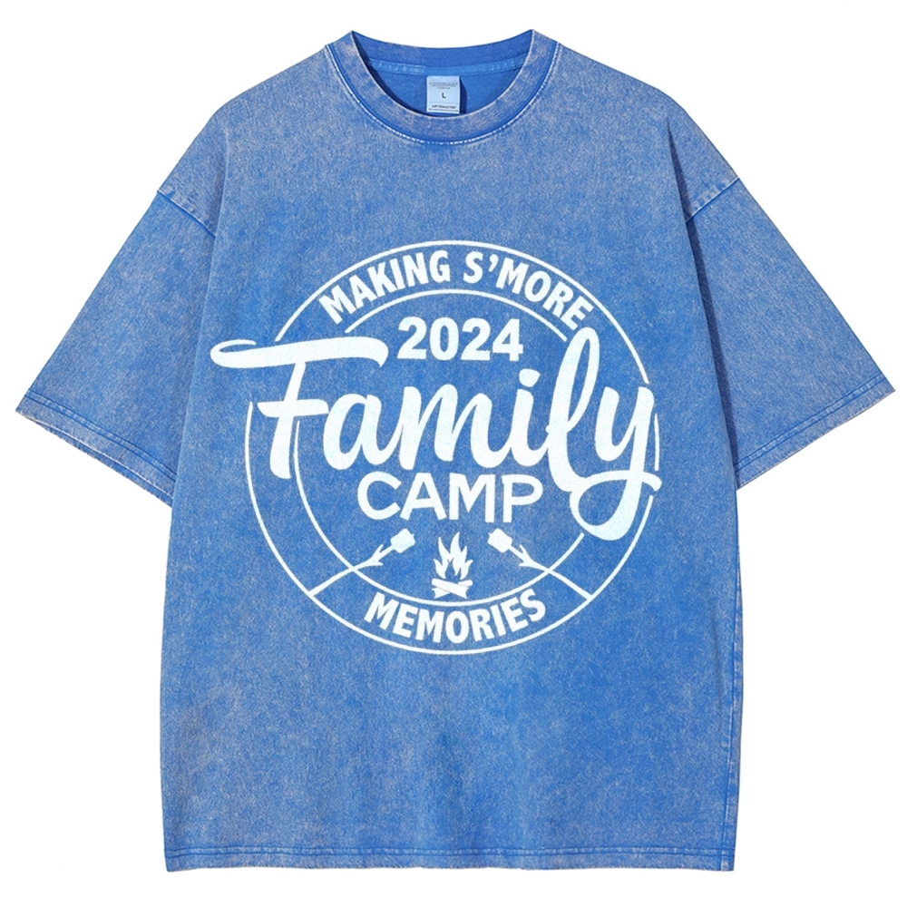 Family Camp Vintage Snowflake Washed T-Shirt-moweekender
