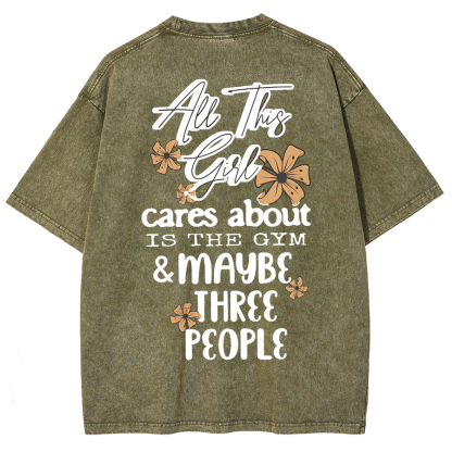 Cares About Is The Gym Unisex Fit Washed T-Shirt-moweekender