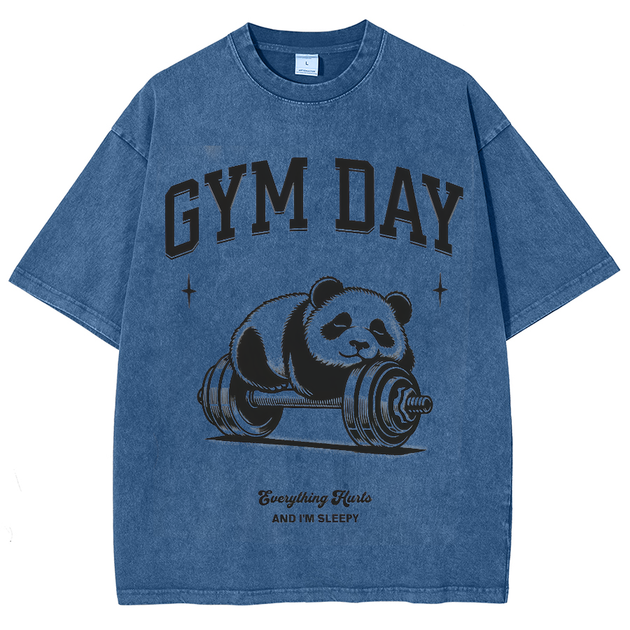 Gym Day Everything Hurts & I'm Sleepy Unisex Fit Washed Oversized T-Shirt-moweekender