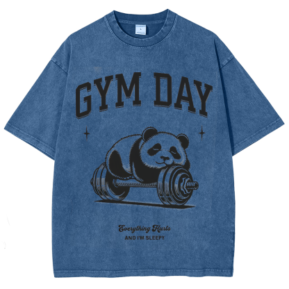 Gym Day Everything Hurts & I'm Sleepy Unisex Fit Washed Oversized T-Shirt-moweekender