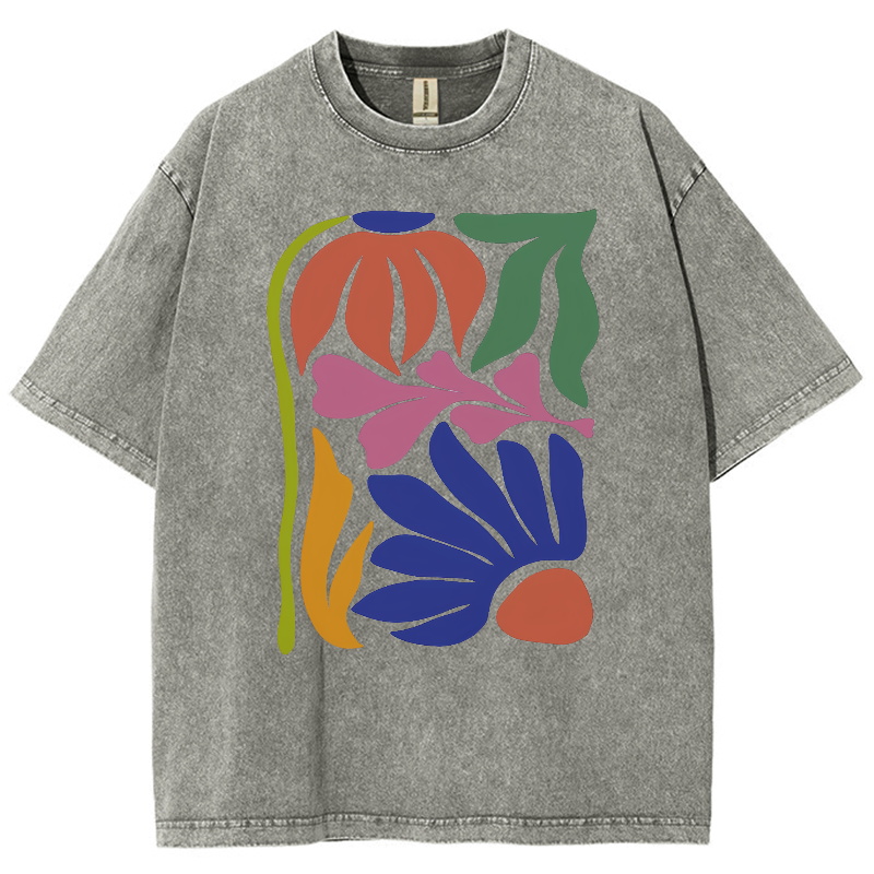 Wildflowers Matisse Art Washed Oversized T-Shirt-moweekender