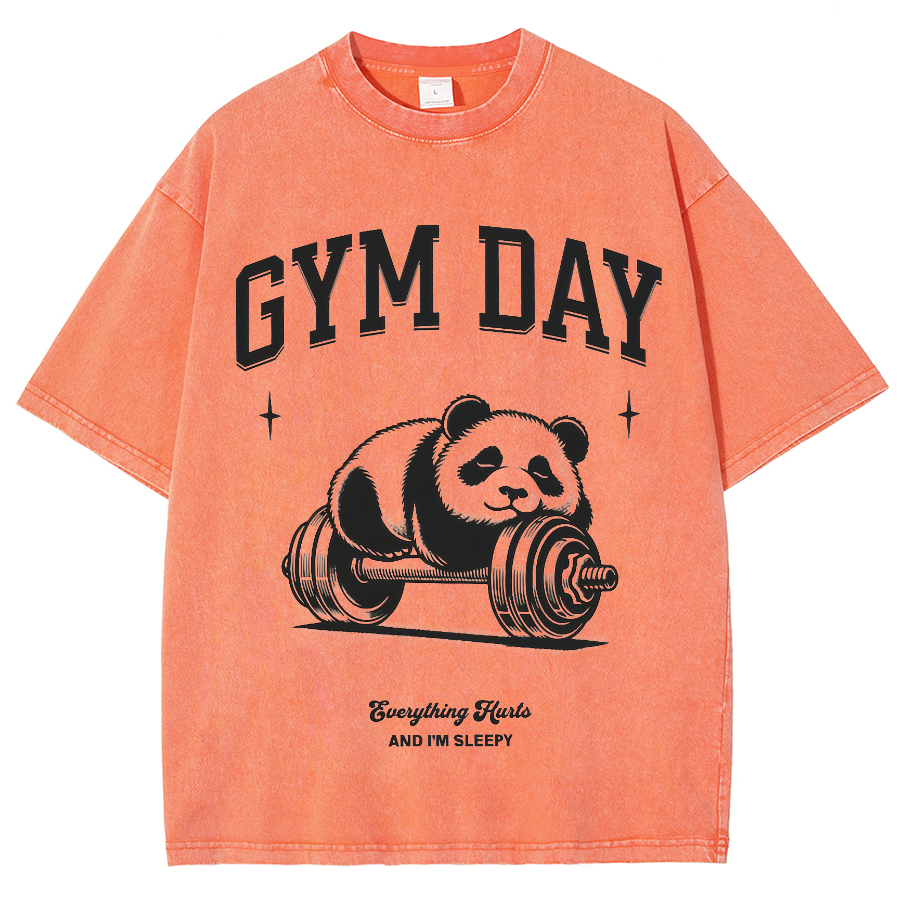 Gym Day Everything Hurts & I'm Sleepy Unisex Fit Washed Oversized T-Shirt-moweekender