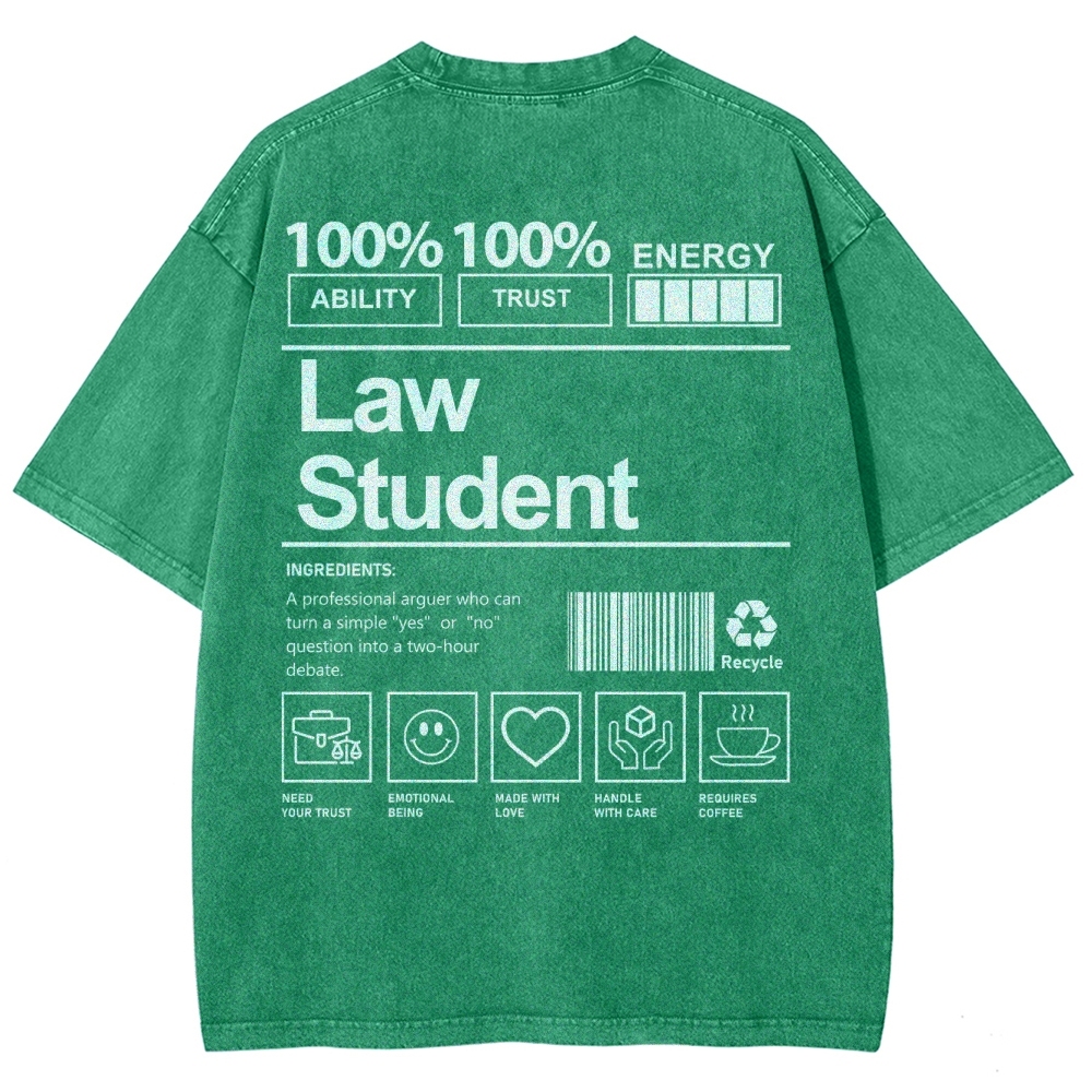Law Student Unisex Fit Washed T-Shirt