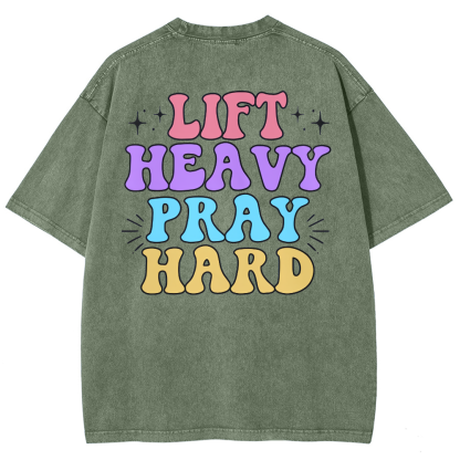 Lift Heavy Party Hard Unisex Fit Washed Oversized T-Shirt-moweekender