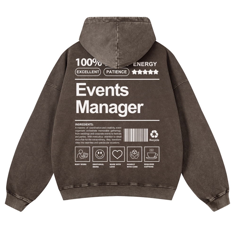 Events Manager Printed Vintage Washed Hoodie-moweekender