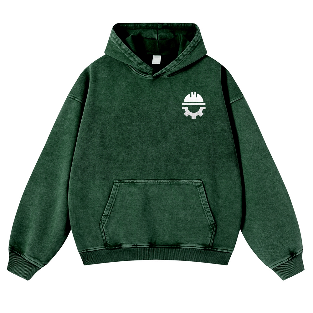 Civil Engineer Pattern Vintage Washed Hoodie-moweekender