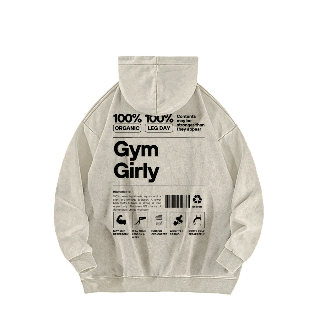 Gym Girl Washed Long Sleeved Hoodie-moweekender