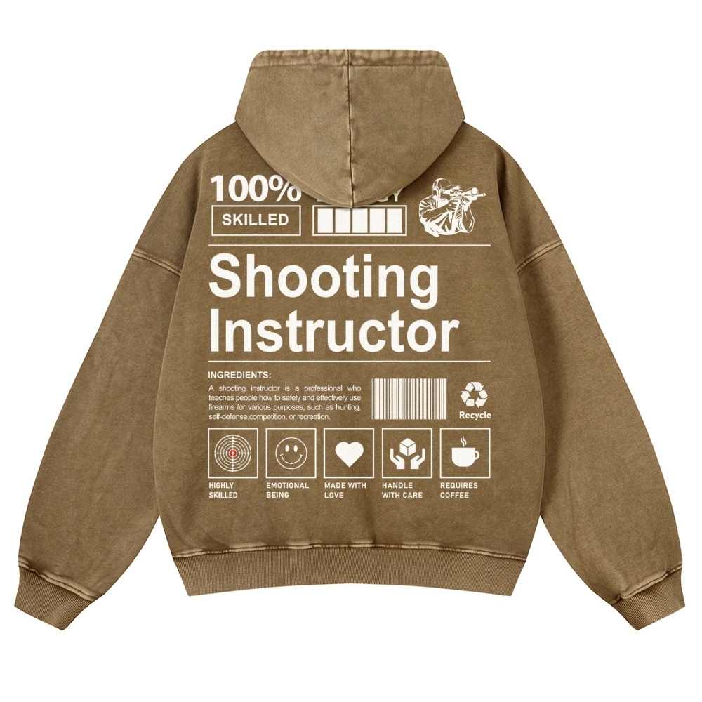 Shooting Instructor Printed Vintage Washed Hoodie-moweekender