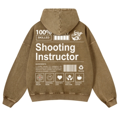 Shooting Instructor Printed Vintage Washed Hoodie-moweekender