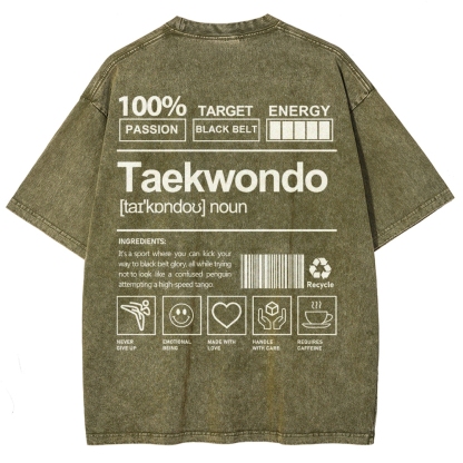 Taekwondo Pattern Washed Vintage Short Sleeves T-Shirt-moweekender