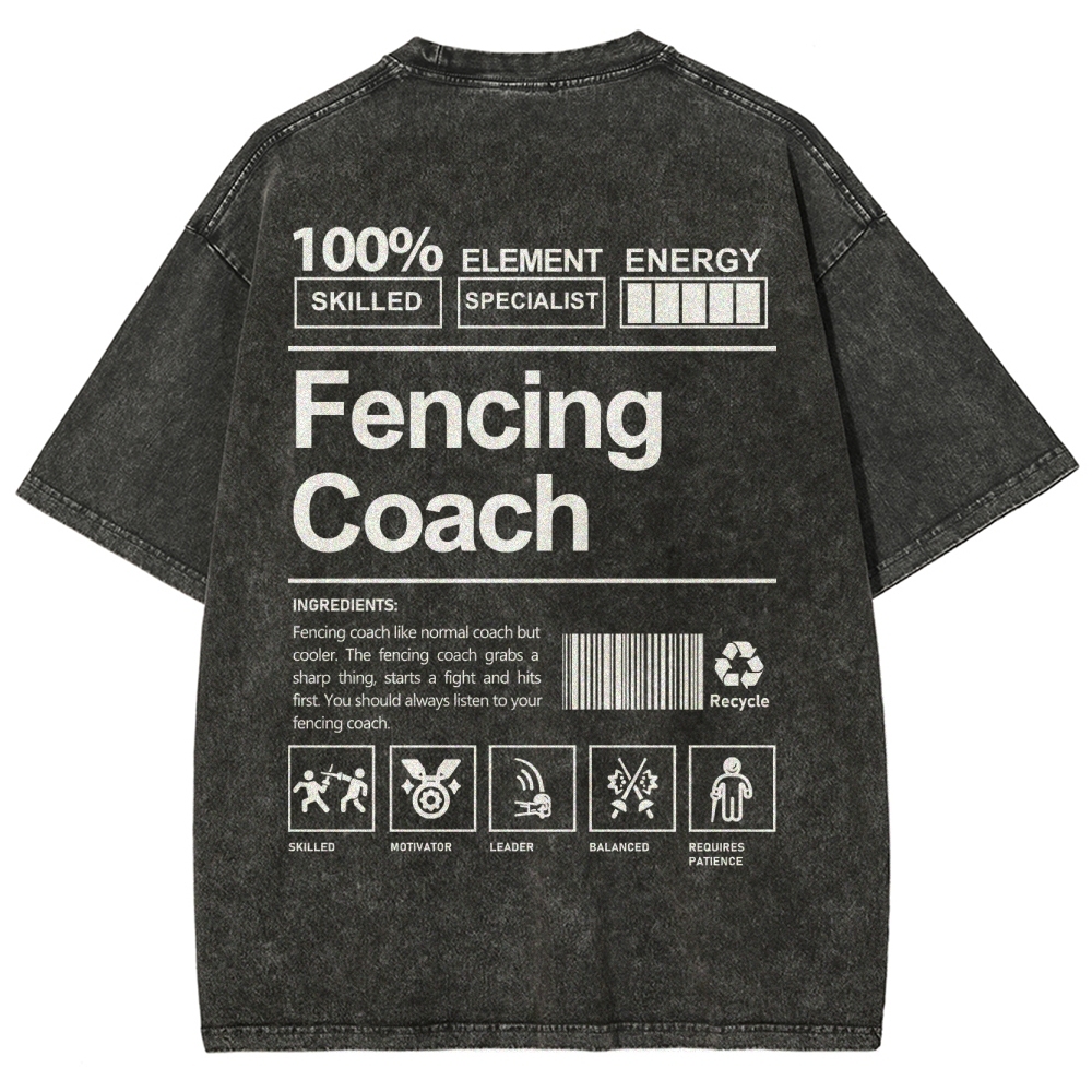 Fencing Coach Unisex Fit Washed T-Shirt-moweekender