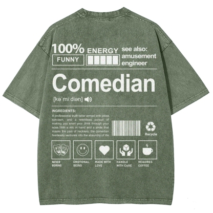 Comedian Pattern Washed Vintage Short Sleeves T-Shirt-moweekender