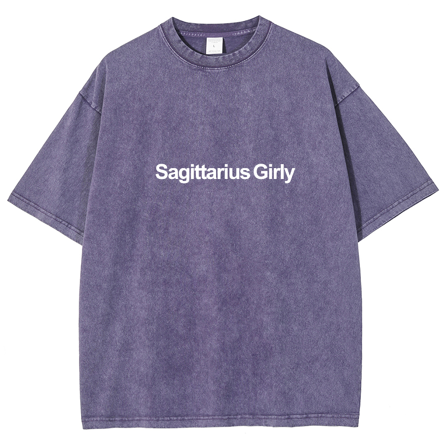 Sagittarius Girly Unisex Fit Washed Oversized T-Shirt-moweekender