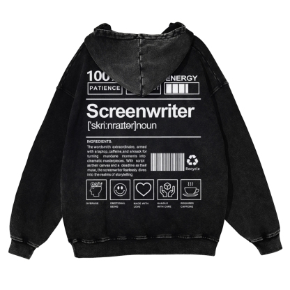 Screenwriter Printed Vintage Washed Hoodie-moweekender