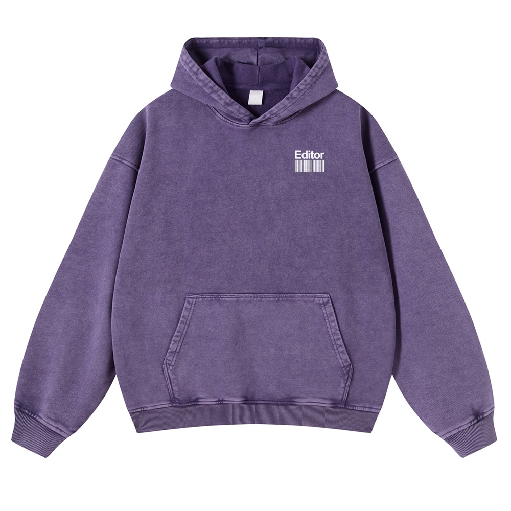 Editor Printed Vintage Washed Hoodie-moweekender