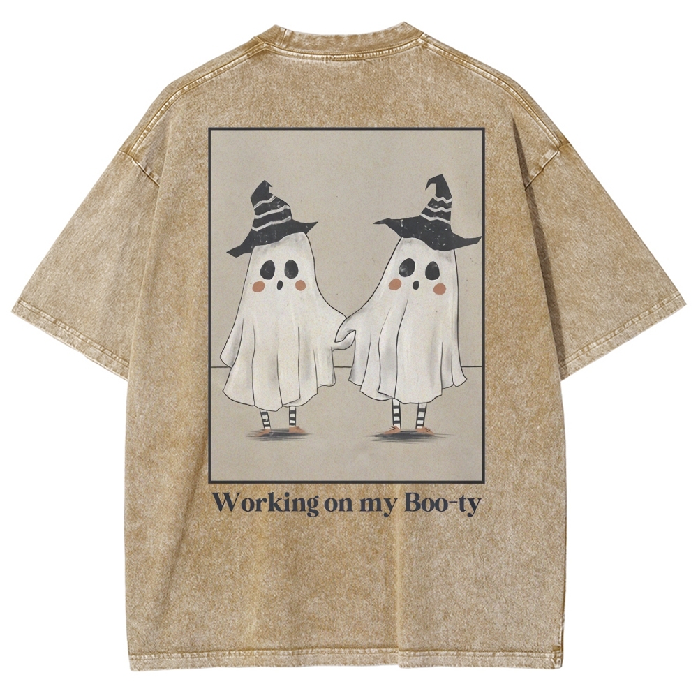 Working On My Booty Vintage Snowflake Washed T-Shirt-moweekender