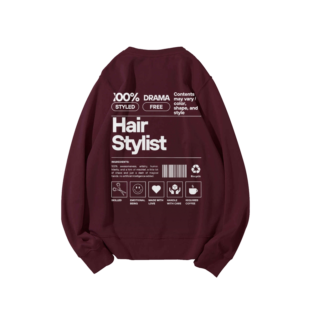 Hair Stylist Crew Neck Long Sleeve Sweatshirt-moweekender