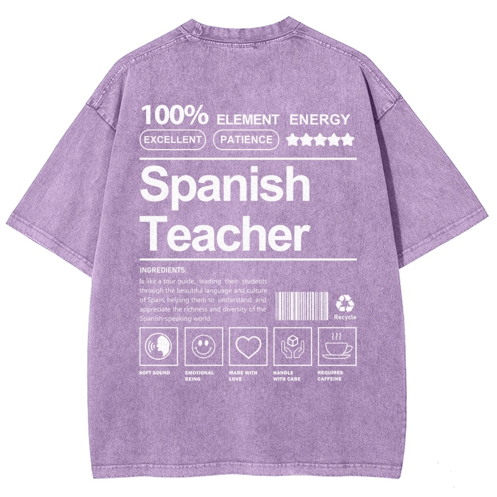 Spanish Teacher Unisex Fit Washed T-Shirt-moweekender