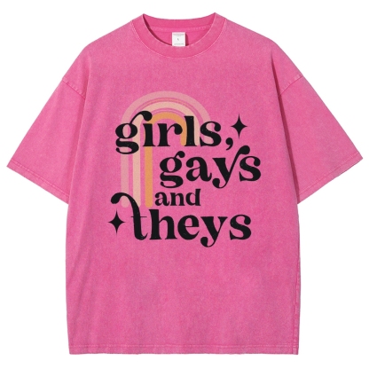 Girls Gays And Theys Vintage Snowflake Washed T-Shirt-moweekender