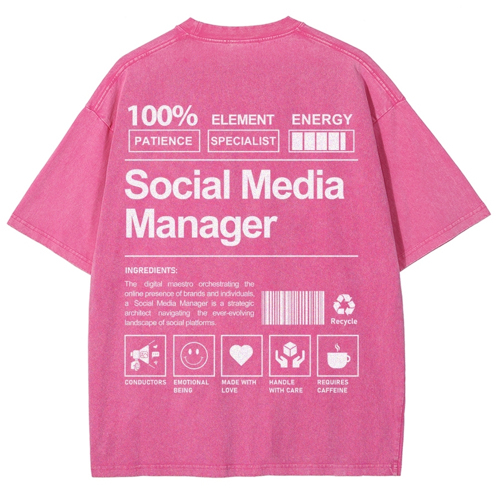 Social Media Manager Unisex Fit Washed T-Shirt-moweekender
