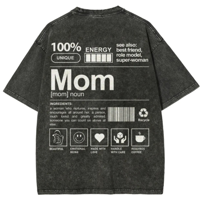 Mom Pattern Washed Vintage Short Sleeves T-Shirt-moweekender