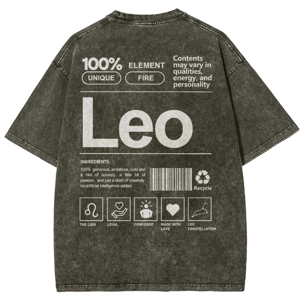 Leo Unisex Fit Washed T-Shirt