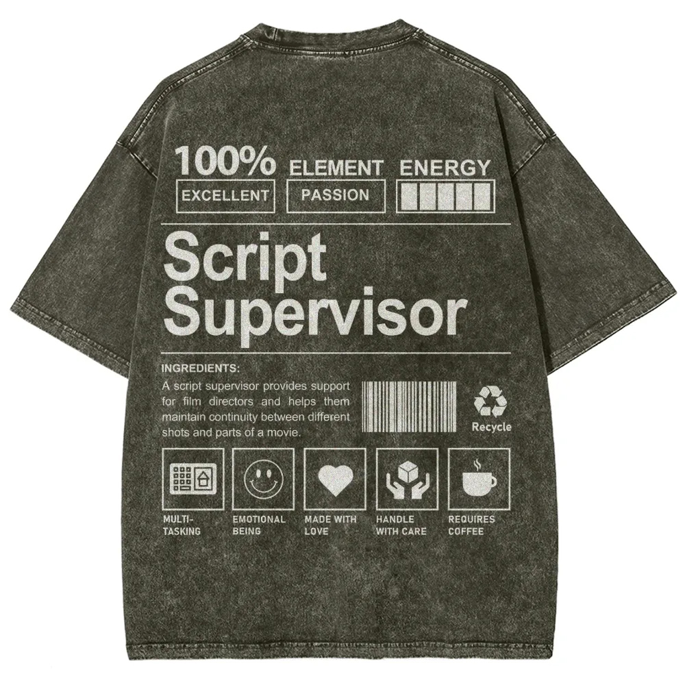 Script Supervisor Pattern Washed Vintage Short Sleeves T-Shirt-moweekender