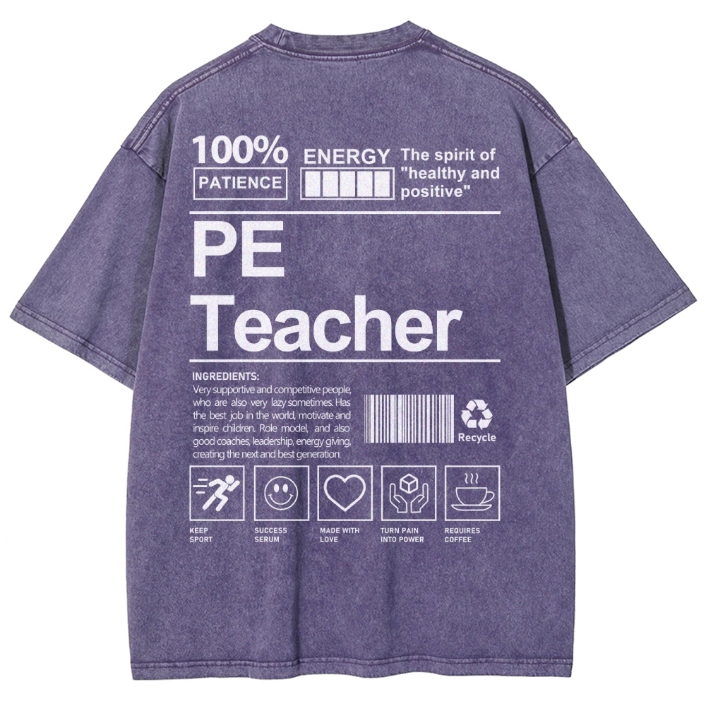 PE Teacher Unisex Fit Washed T-Shirt-moweekender