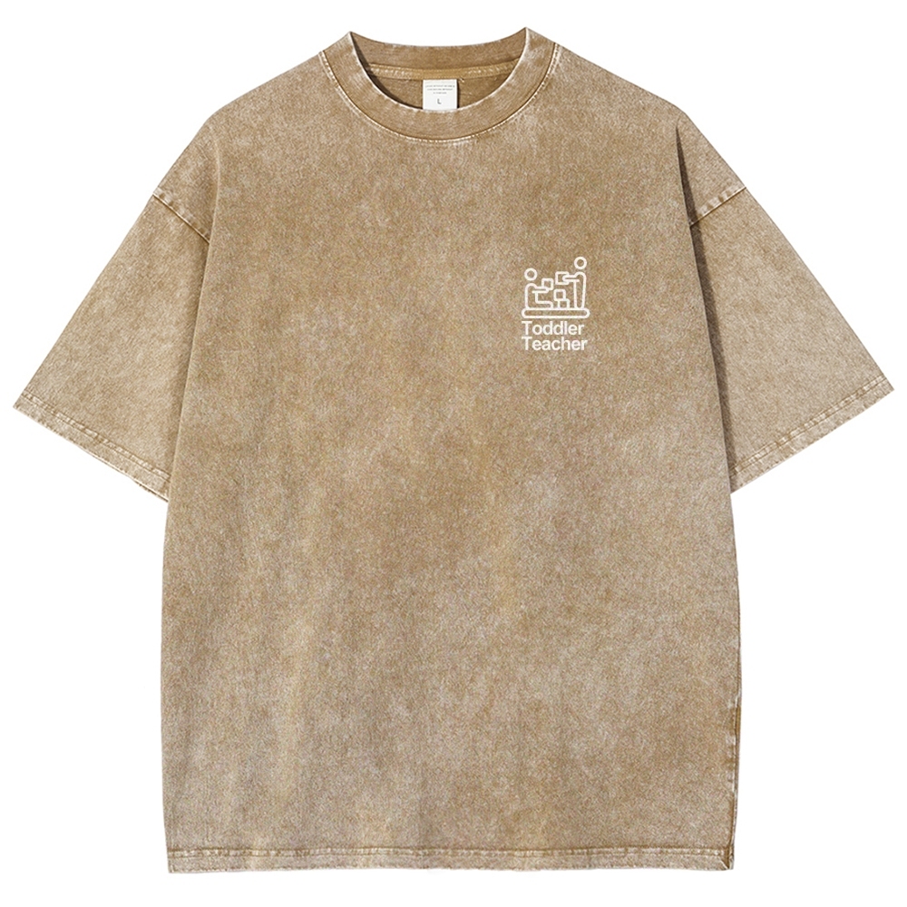 Toddler Teacher Unisex Fit Washed T-Shirt-moweekender