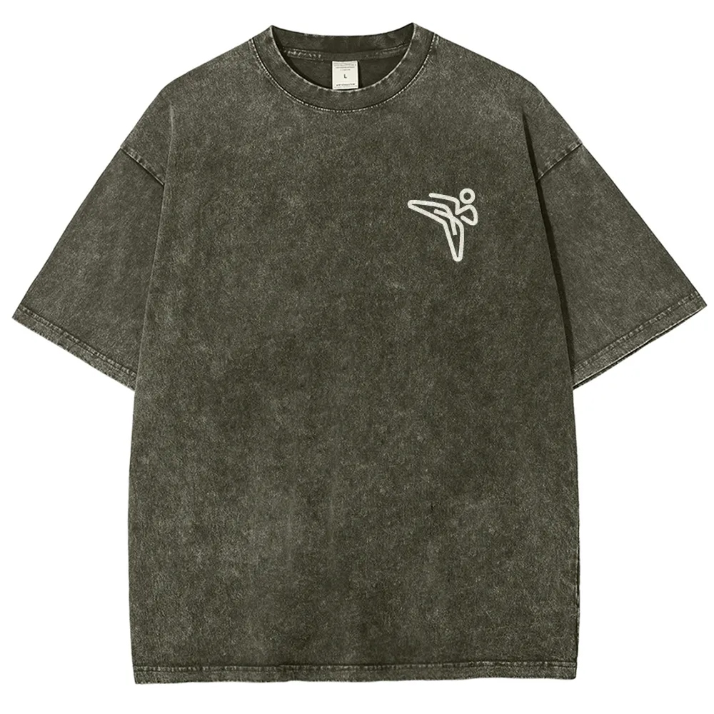 Taekwondo Pattern Washed Vintage Short Sleeves T-Shirt-moweekender