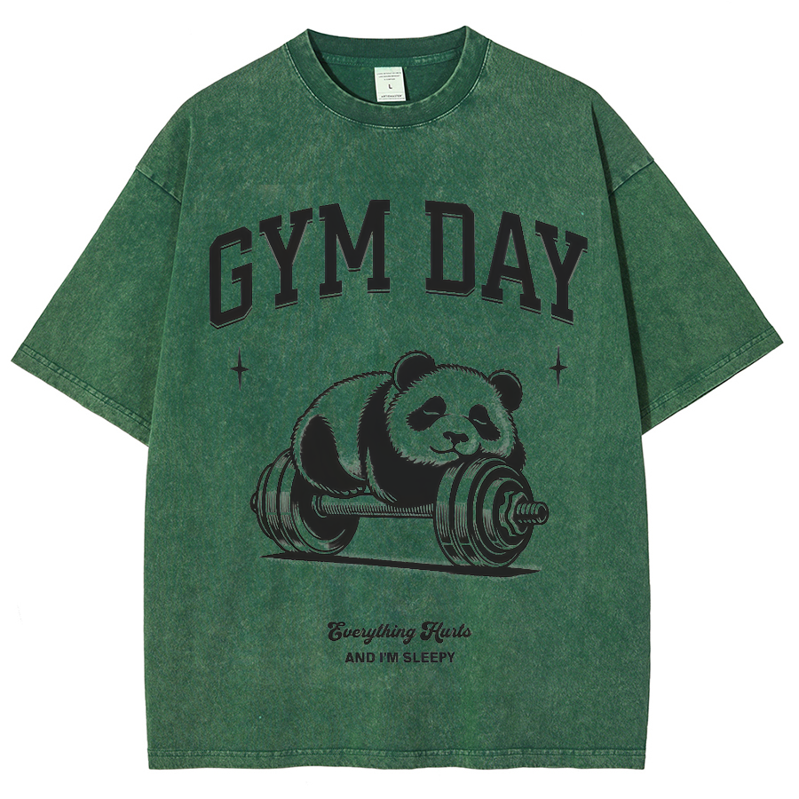 Gym Day Everything Hurts & I'm Sleepy Unisex Fit Washed Oversized T-Shirt-moweekender