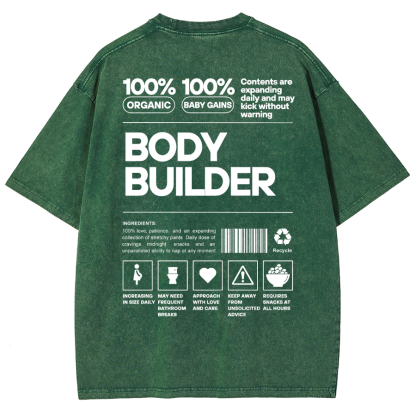 Body Builder Unisex Fit Washed T-Shirt-moweekender