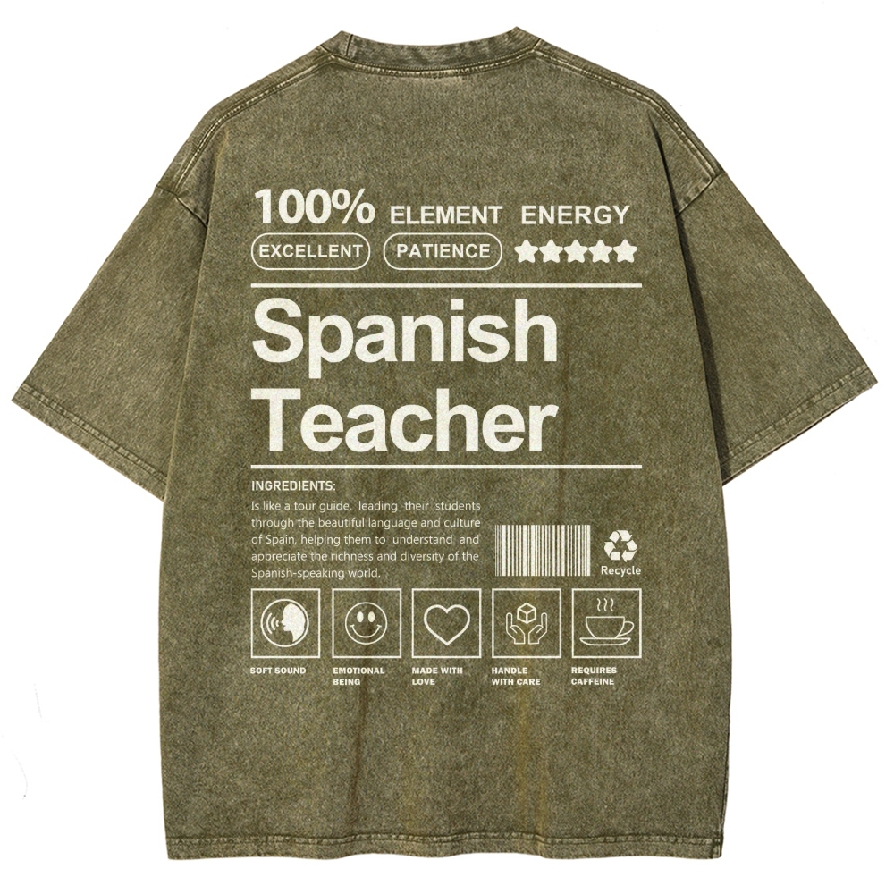 Spanish Teacher Unisex Fit Washed T-Shirt-moweekender