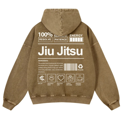 Jiu Jitsu Printed Vintage Washed Hoodie-moweekender