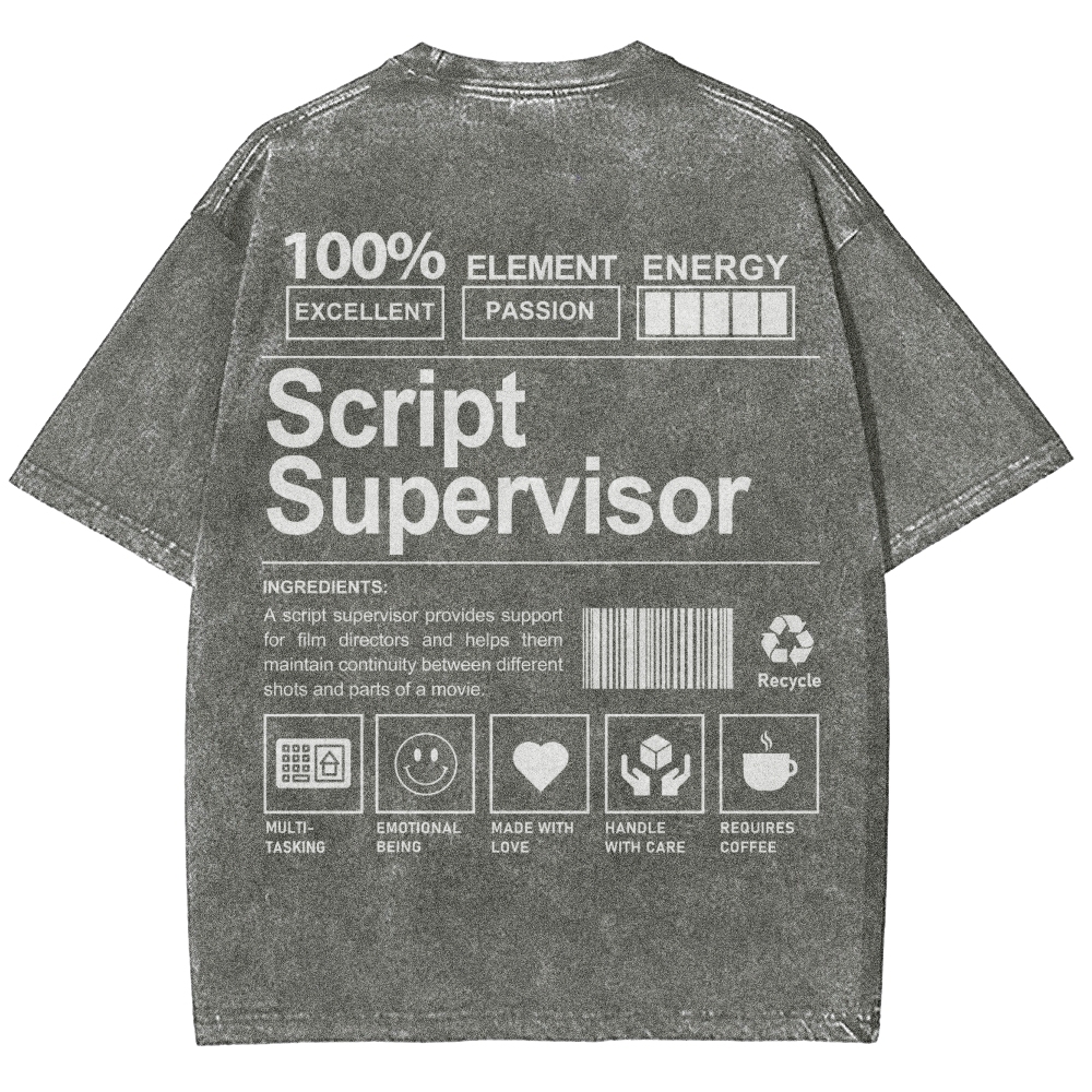 Script Supervisor Pattern Washed Vintage Short Sleeves T-Shirt-moweekender