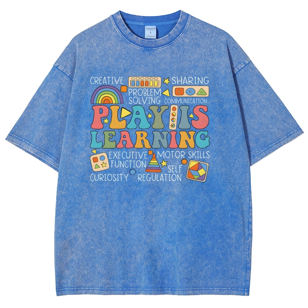 Play Is Learning Unisex Fit Washed T-Shirt-moweekender