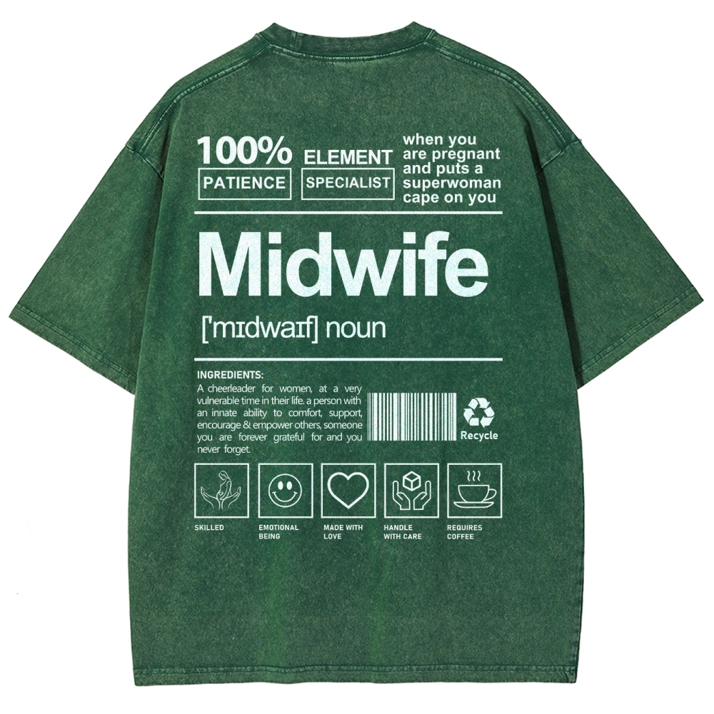 Midwife Unisex Fit Washed T-Shirt-moweekender