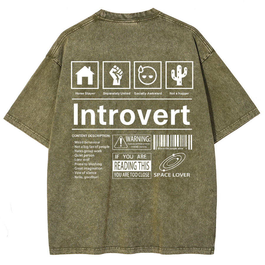 Introvert Label Wall Unisex Fit Washed Oversized T-Shirt-moweekender