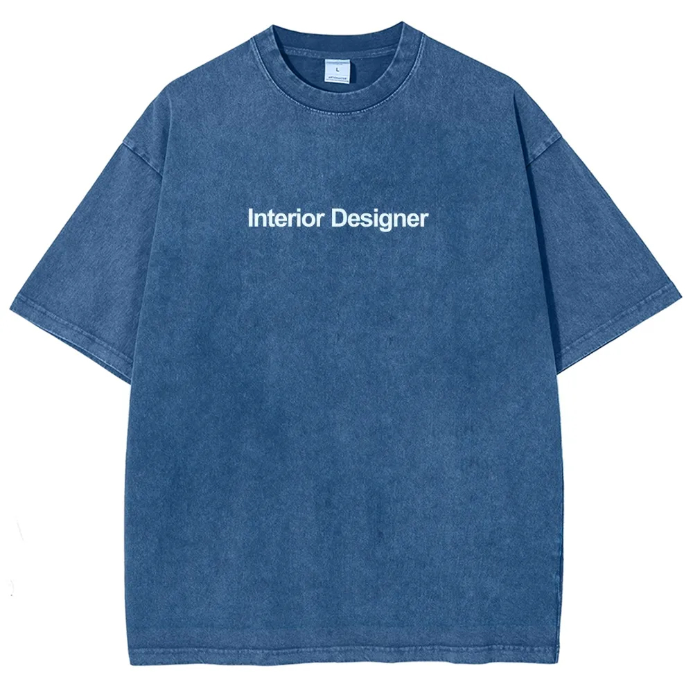 Interior Designer Pattern Washed Vintage Short Sleeves T-Shirt-moweekender
