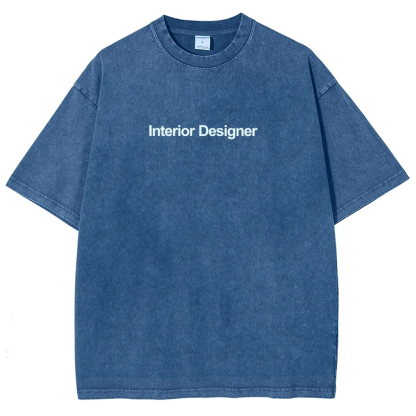 Interior Designer Pattern Washed Vintage Short Sleeves T-Shirt-moweekender
