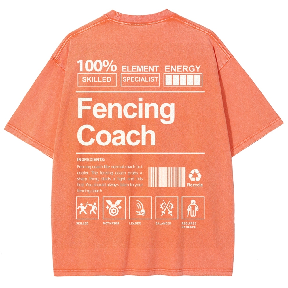 Fencing Coach Unisex Fit Washed T-Shirt-moweekender