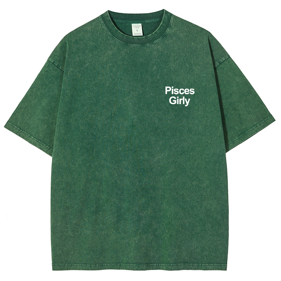 Pisces Girly Unisex Fit Washed Oversized T-Shirt-moweekender