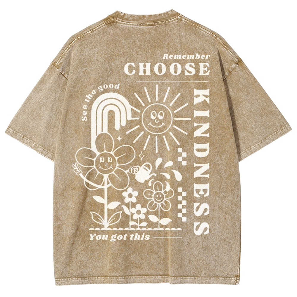 Kindness Vintage Snowflake Washed T-Shirt-moweekender