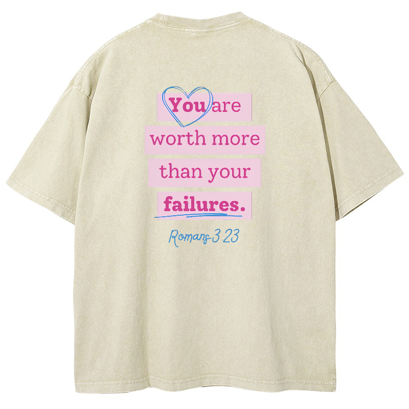You Are Worth Morethan Your Failures Vintage Snowflake Washed T-Shirt-moweekender