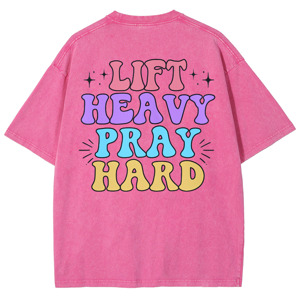 Lift Heavy Party Hard Unisex Fit Washed Oversized T-Shirt-moweekender