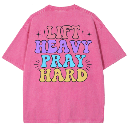 Lift Heavy Party Hard Unisex Fit Washed Oversized T-Shirt-moweekender