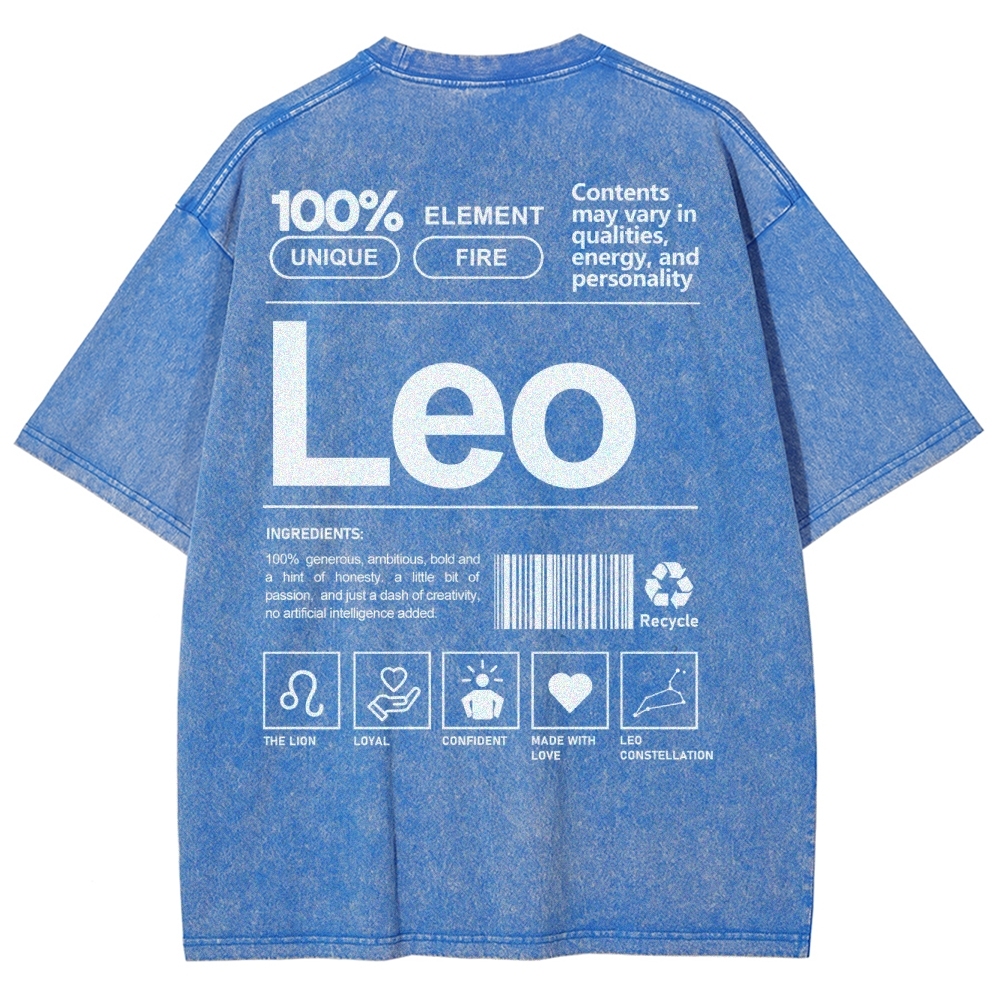 Leo Unisex Fit Washed T-Shirt