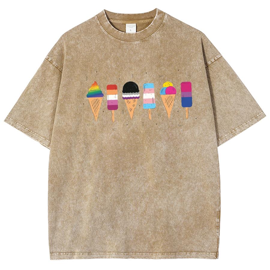 Pride Ice Cream Unisex Fit Washed Oversized T-Shirt-moweekender